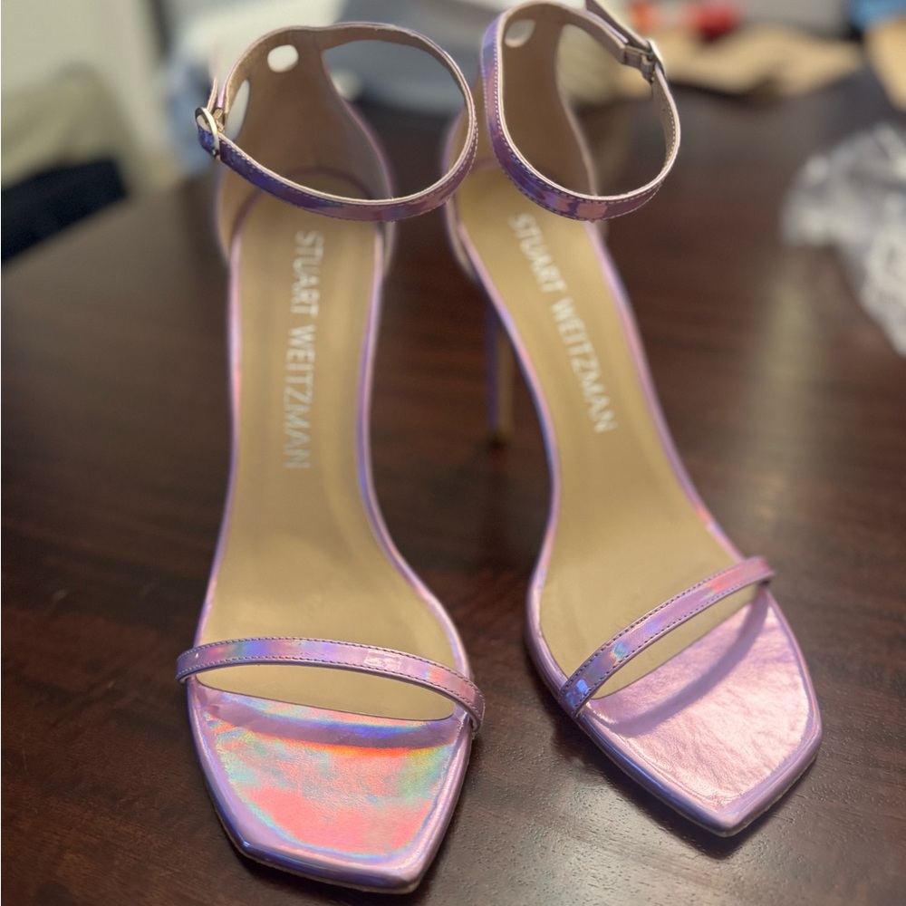 Stuart Weitzman Iridescent Pink Stiletto strappy sandal